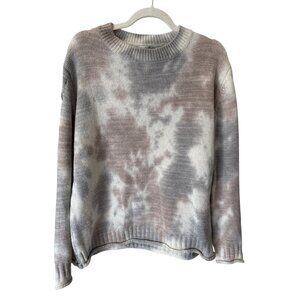 Main Strip Sweater Size Small Tie Dye Crewneck Long Sleeve Pullover Gray Comfy